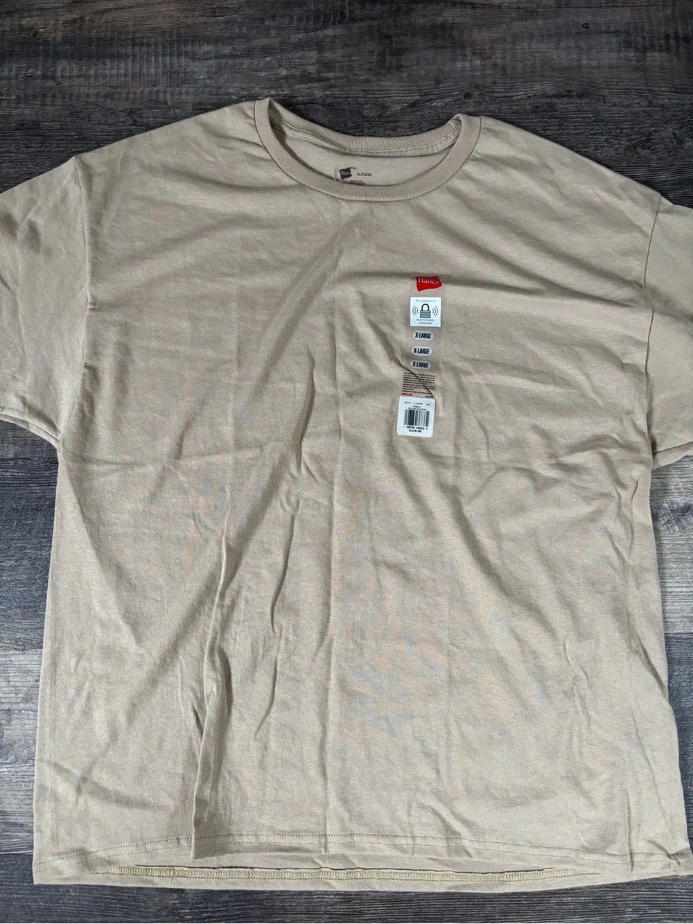 Hanes Unisex Short Sleeve Crew T-Shirt in Beige - Picture 1 of 3